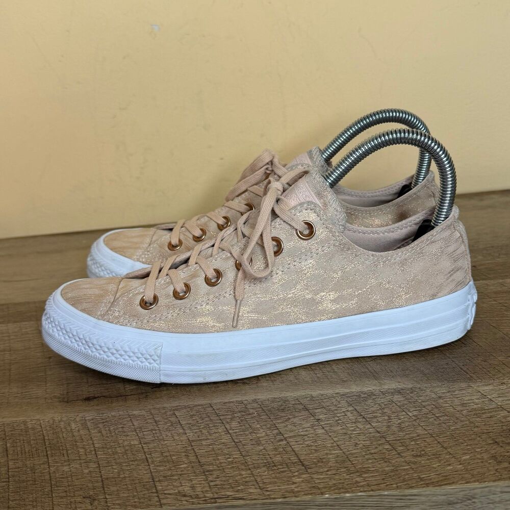 Converse CTAS Ox Metallic Dust Pink Lo Top Sz 7.5 Sneakers Rose Gold shoes